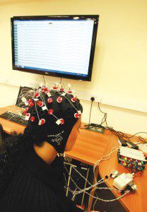 EEG setup that measures brain activity, University of Malta. Photo by Darrin  Zammit Lupi courtesy of The Sunday Times
