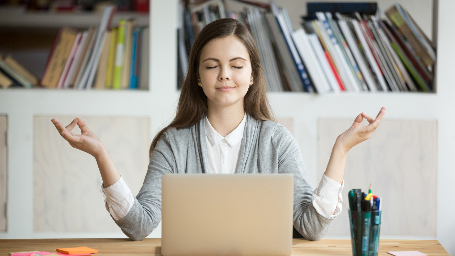 Zen, Calm Woman with her laptop